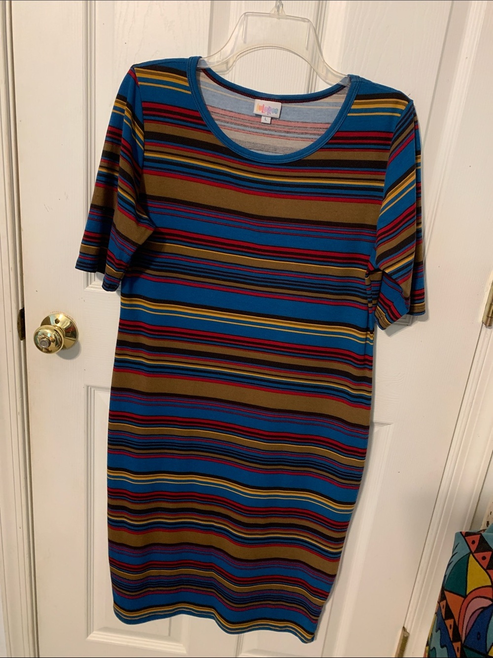 LuLaRoe LLR Multicolor Striped Julia Midi Dress